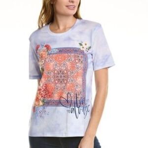 Johnny Was Valentina Scarf T-Shirt Graphic Women's Tee Size 1X NWT